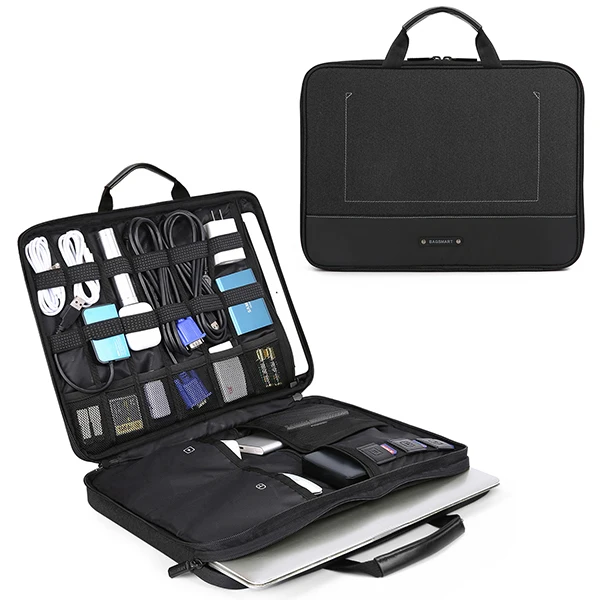 Black BAGSMART 13-14 дюймов чехол для ноутбука с аксессуарами для электроники Органайзер аксессуары для ноутбука Сумка водонепроницаемая сумка для ноутбука - Цвет: Black