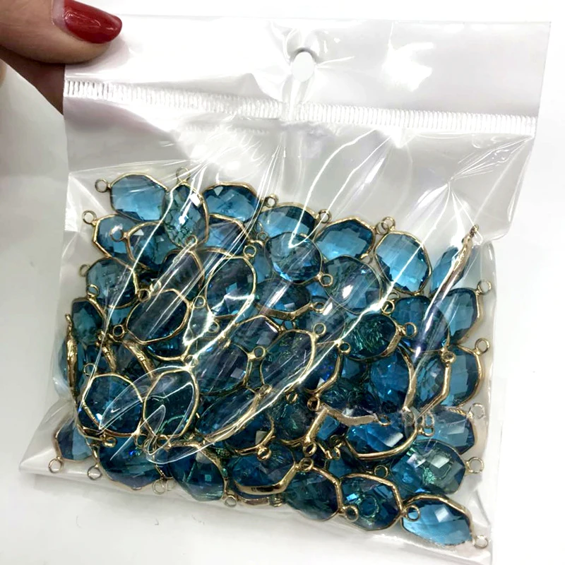 

XuQian Colourful 12*14mm Geometric Rhinestone Pendants Crystal Glass Charms for DIY Jewelry