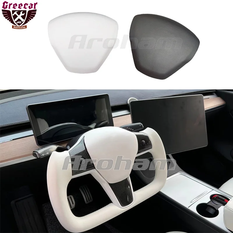 

Yoke Steering Wheel Center Cover Panel Decorative Cover Black And White 2017 2018 2019 2020 2021 For Tesla Model 3 Model Y