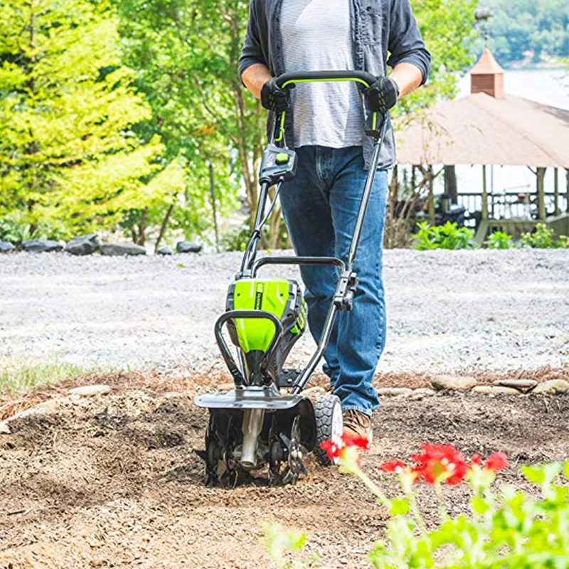 GREENWORKS 82V 10&quot Hand Push Power Tiller/Cultivator Rotary Cropper Small Farm Machinery Walking Cultivator Battery Not Included |