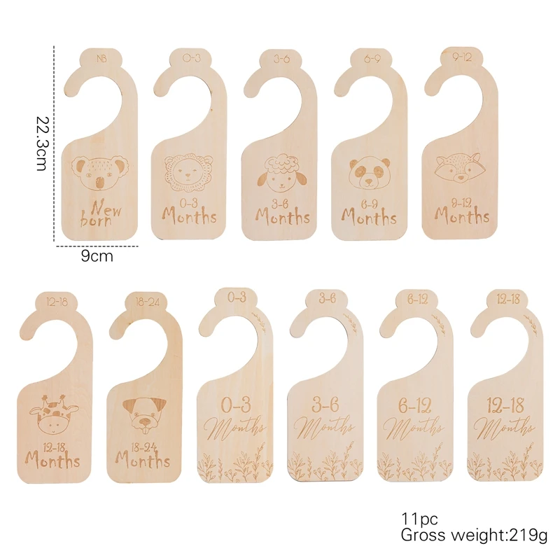 Let's Make 11pc Newborn 24 Months Baby Closet Dividers Wood Nursery Clothes Organizers Wardrobe Divider New Mom Gift |