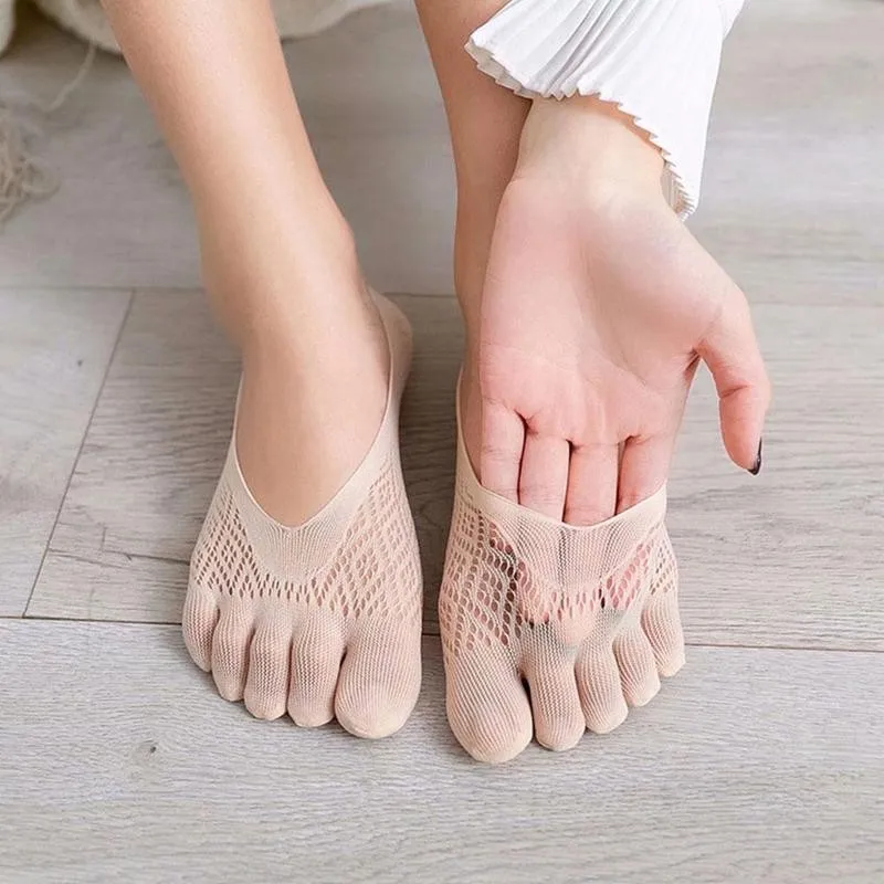 

Women Fashion Summer Five-finger Socks Thin Toe Sock Slippers Invisible Sokken with Silicone Breathable Five Finger Socks