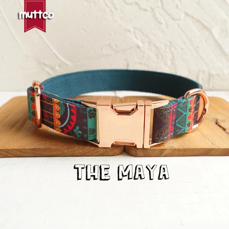 

MUTTCO retailing special ethnic style colorful handmade soft THE MAYA self-created dog collar 5 sizes UDC043M