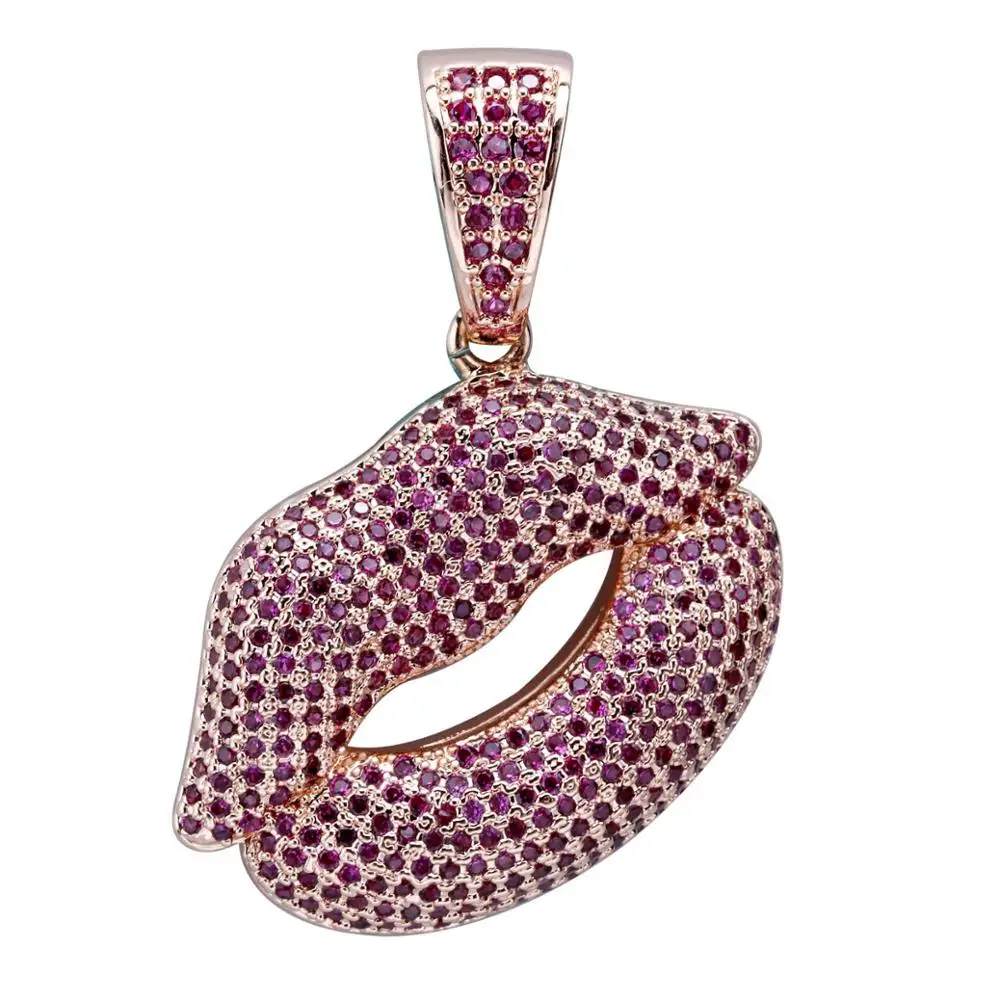 Фиолетовый AAA + фианит проложенный шикарный Iced Out Сексуальные Красные Подвески в