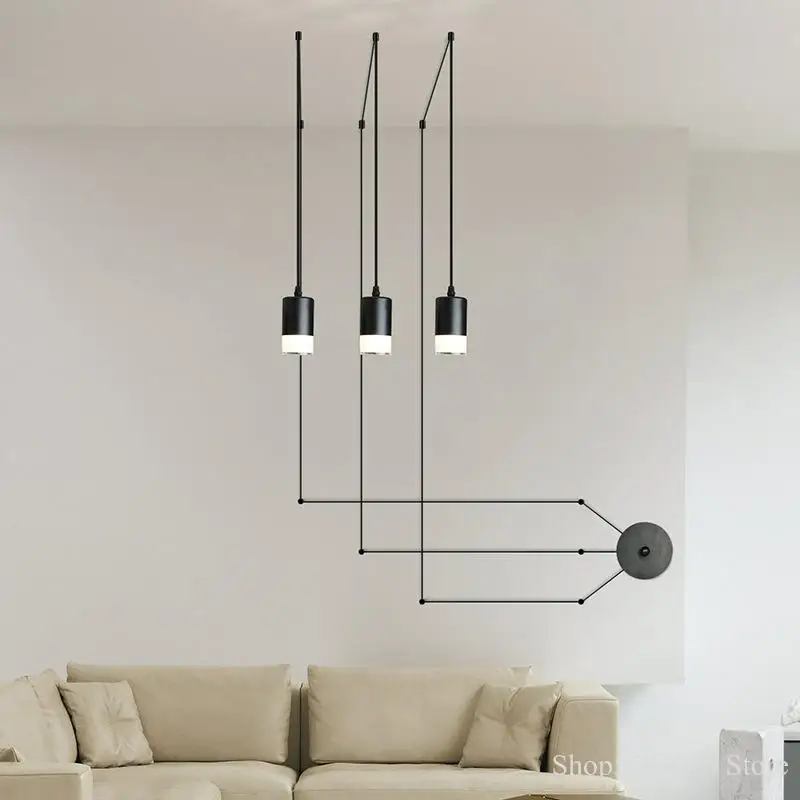 

Nordic Post-modern Geometric Long Line Chandelier Lights Simple Creative Living Room Dining Room Hanglamp Luminaire Lamparas Led