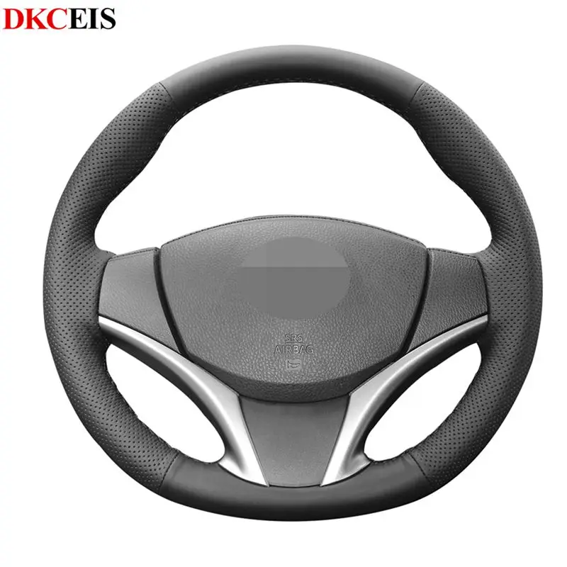 Сделай Сам сшитая вручную Черная мягкая искусственная кожа для Toyota Vios 2014-2016 |