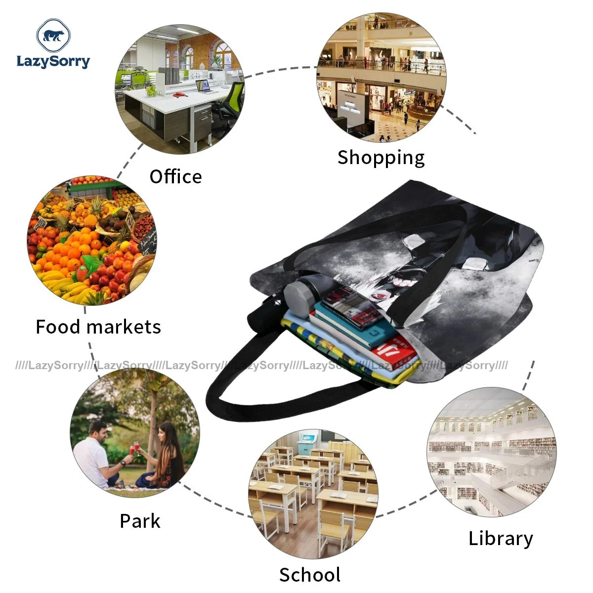 

Ghoul Tokyo Shopping Bag Work Cloth Handbags Woman Gift Retro Bags