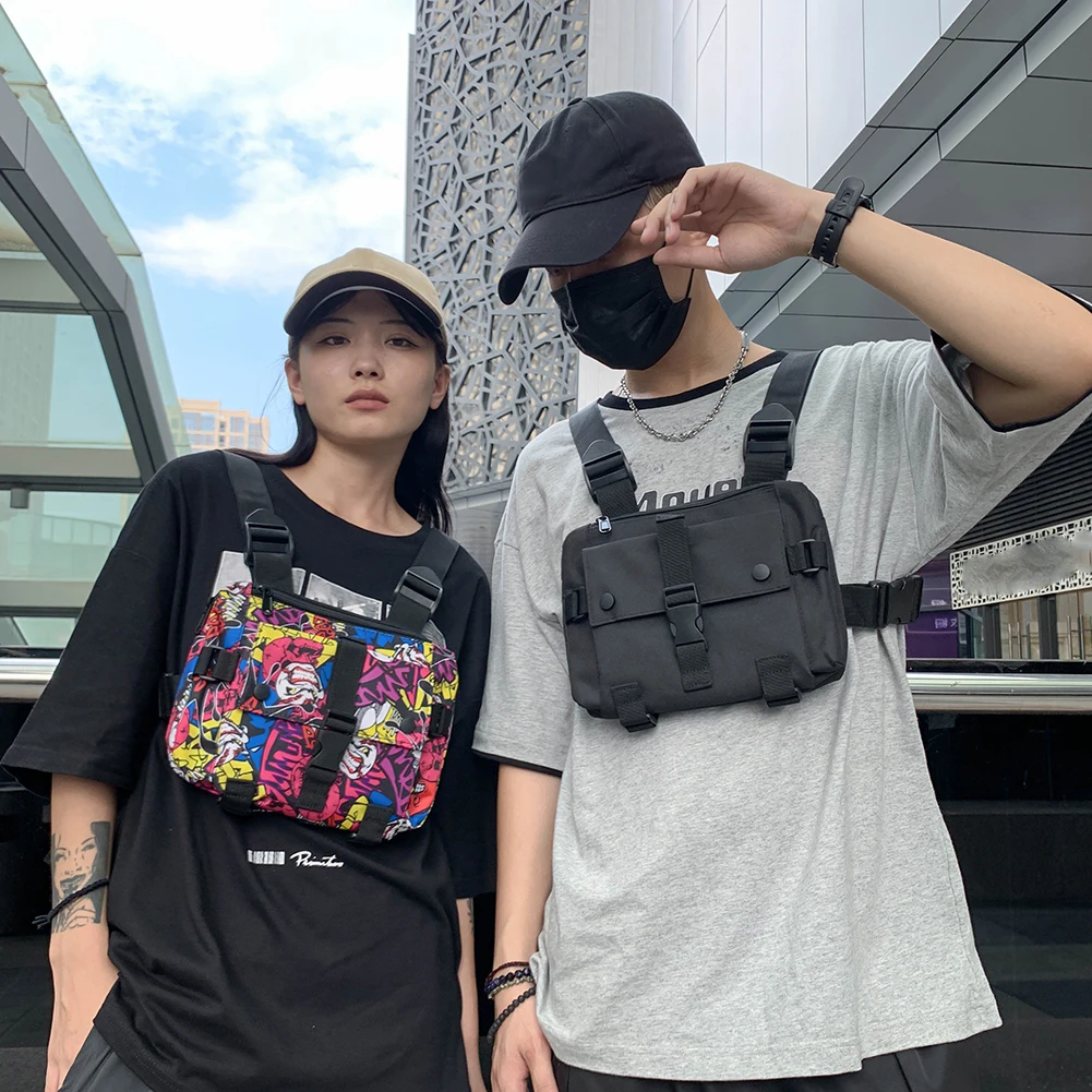

Fashion Trend Waist Bag Oxford Cloth Two Straps Chest Bag Hip Hop Vest Streetwear Waist Pack Women Men Waistcoat Bags 2021