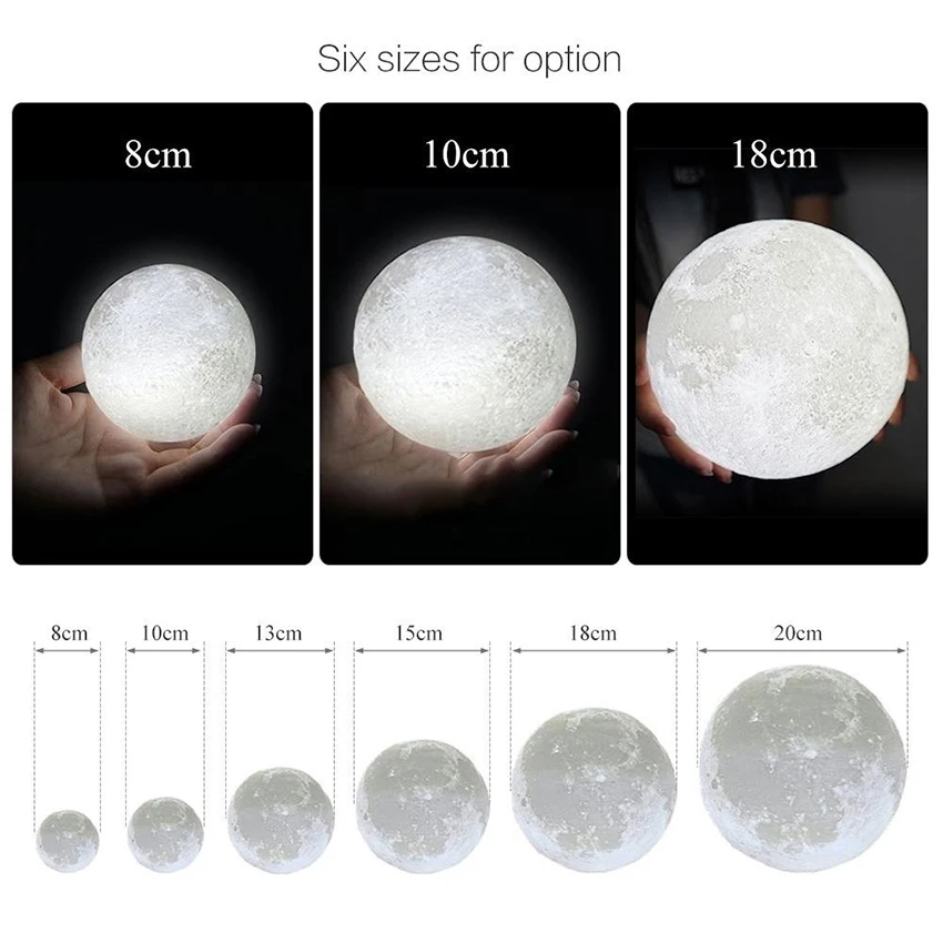 3D Printing LED Moon Lamp Night LR44 Button Battery Lunar Light 7 Color Flash Twinkle Atmosphere Children Gift | Лампы и освещение