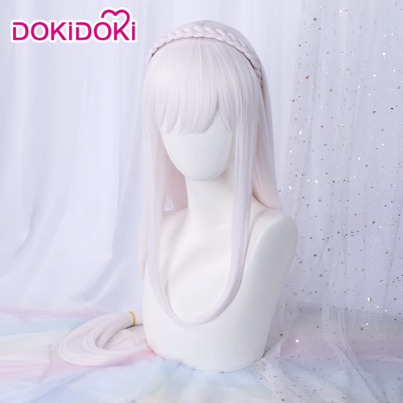Женский длинный белый парик для косплея DokiDoki из аниме Re Zero Эмилия |