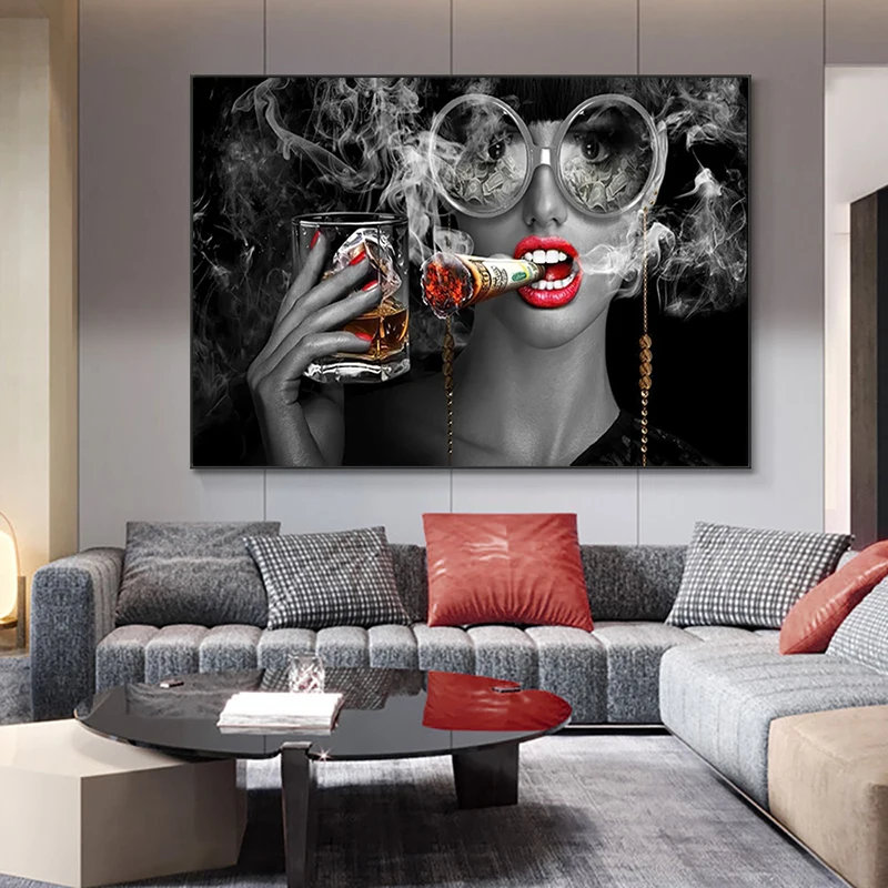 Настенный декор постер для привлекательной женщины картина курения холст