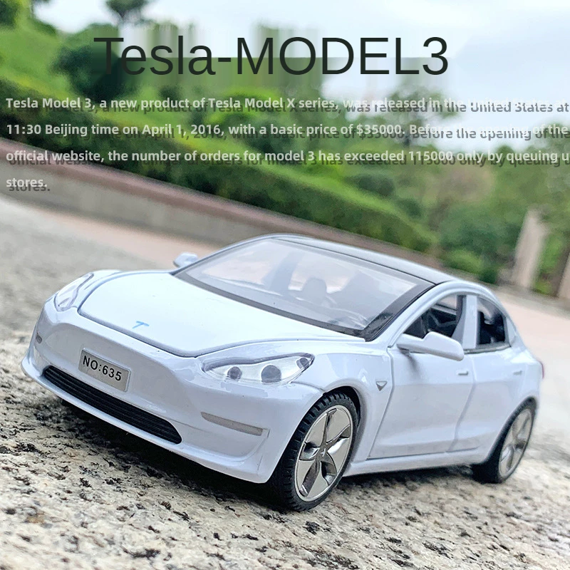 

1:32 Tesla MODEL 3 Alloy Car Model Sound Light Pull Back Diecasts & Toy Vehicles Crafts Collectibles Kid Toys for Children Gift
