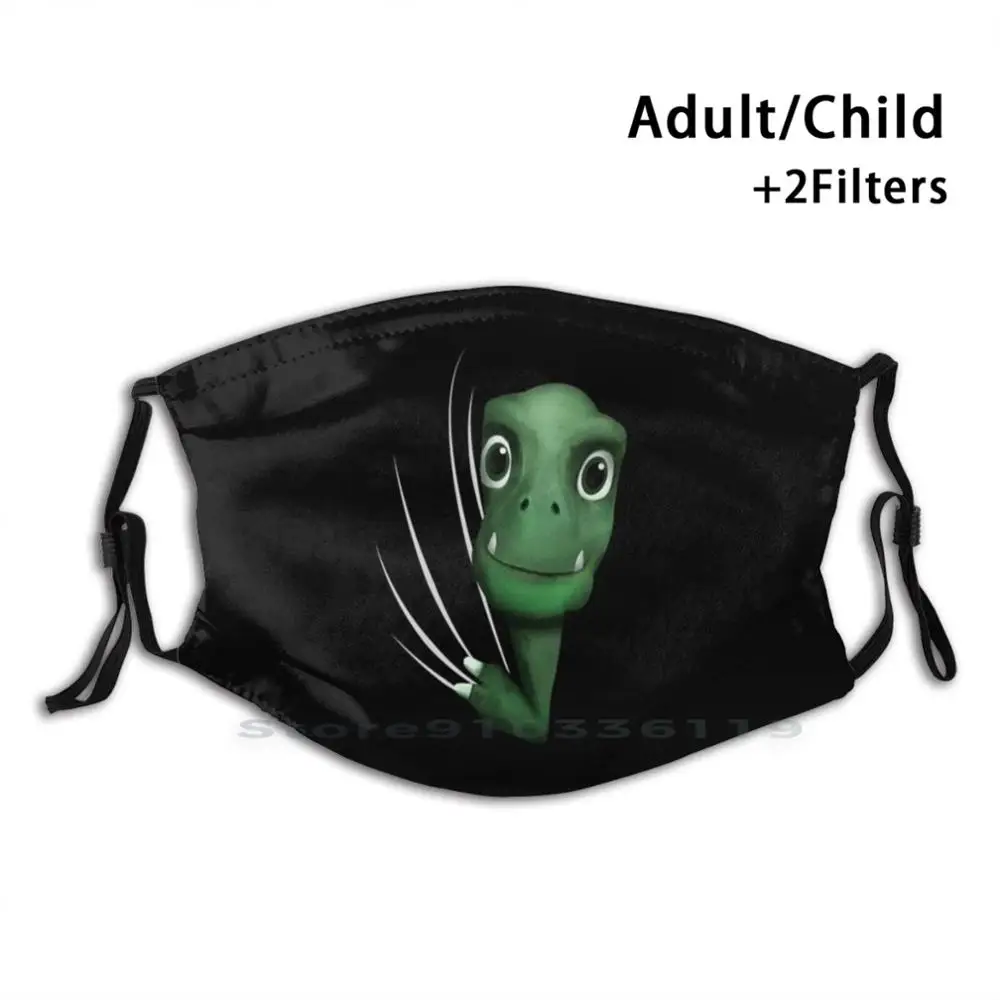 

T - Rex Animal Coming From Inside Reusable Mouth Face Mask With Filters Kids T Rex Dinosaurs Animal Inside Looking Watching