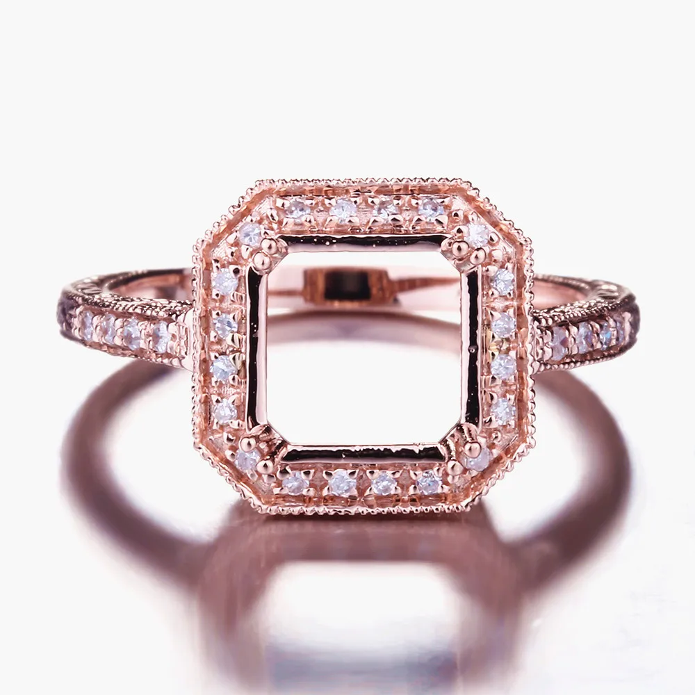 HELON 8x8 мм цельное обручальное кольцо из розового золота 14 к с натуральными