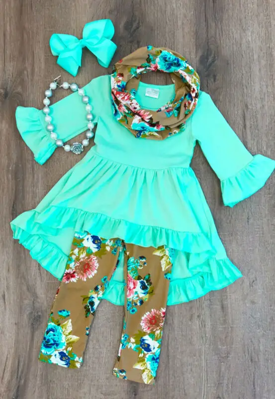 Комплект из 3 предметов для детей модный топ с цветочным принтом новорожденных