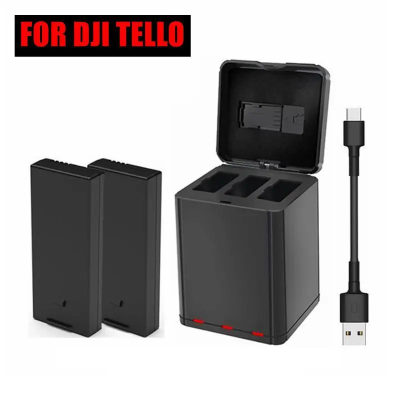 2 шт./упаковка зарядное устройство для аккумулятора Tello + Type C|Аккумуляторы дронов|