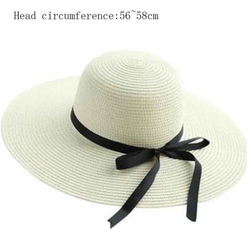 

Hot Sale Flat High sun Hat Summer Spring Women's Travel Caps Bandages Beach child Traw Hat Breathable Fashion bow Cap