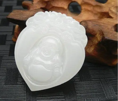 

LETSFUN Fine Jewelry China Natural Xinjiang Hetian White Jade Maitreya Heart Shape Pendant Amulet Free Shipping