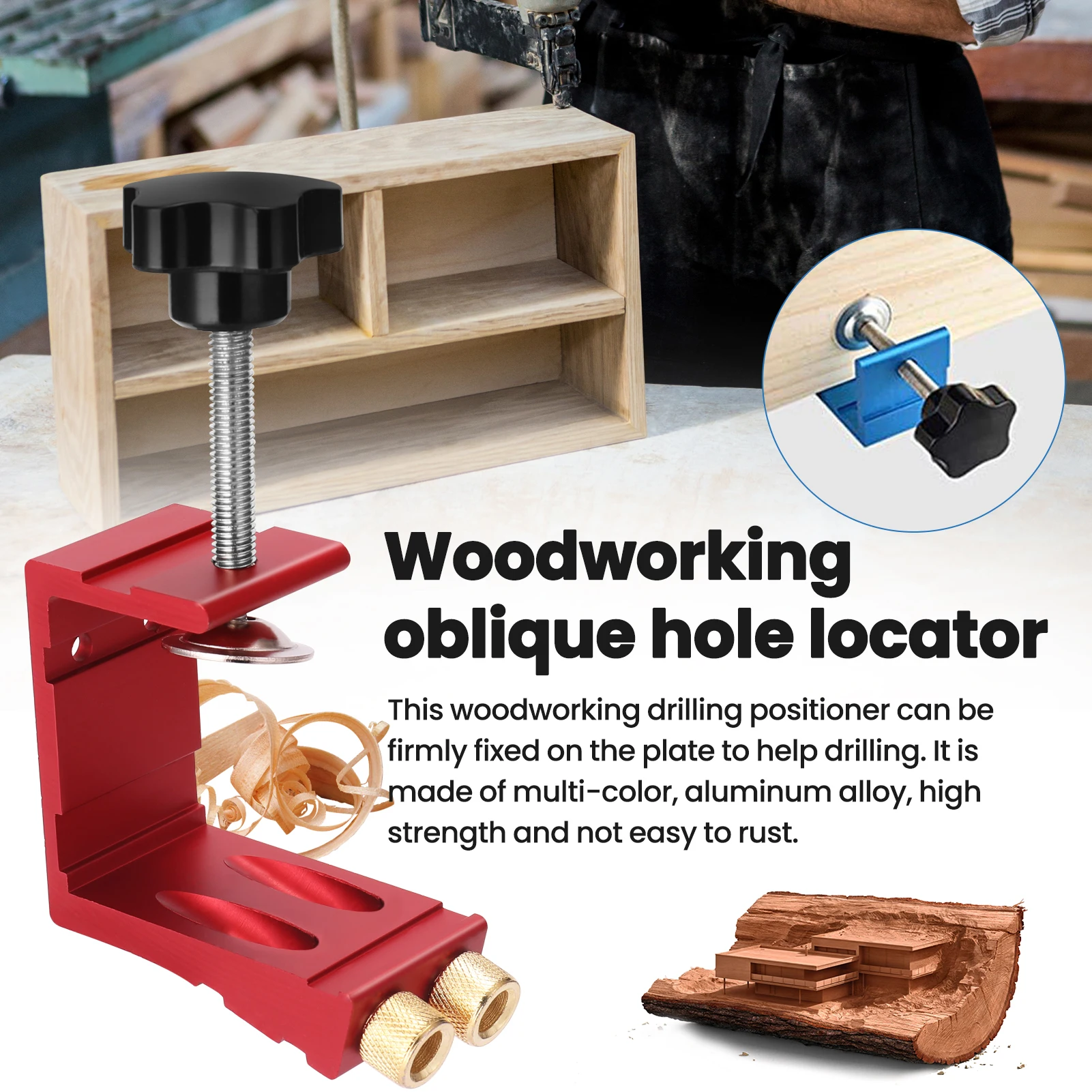 

Woodworking Oblique Hole Locator 15 ° Drilling Positioner Inclined Hole Digging Hole Opener Drill Locator Making Furniture