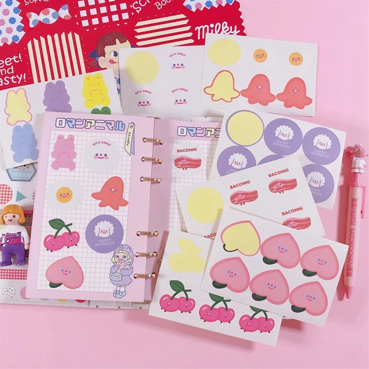 Kawaii Bear Pink Peach Decoration Sticker DIY Scrapbooking Label Diary Album Sticker Escolar Toy Sticker Cute Stationery