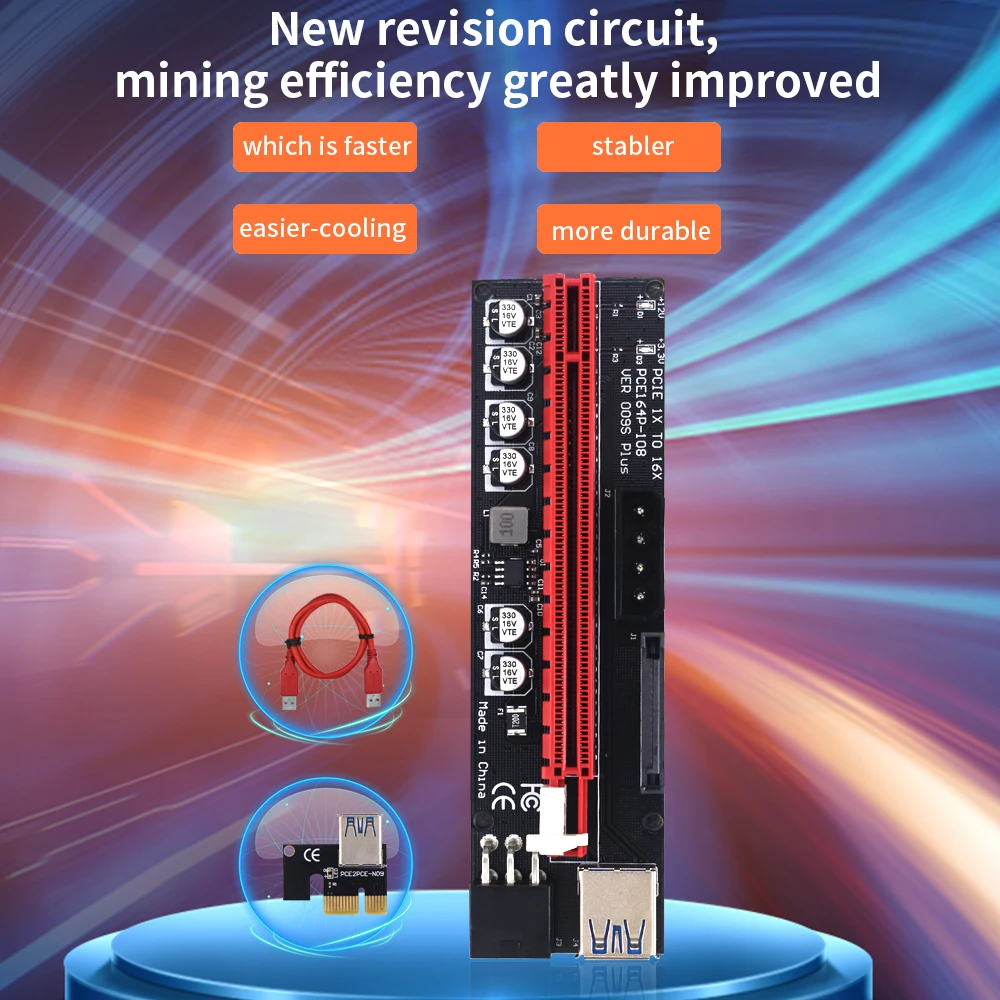 TISHRIC Pcie Riser 009s Plus Экспресс 1X до 6X VER 009S переходник для кабеля адаптер видеокарта