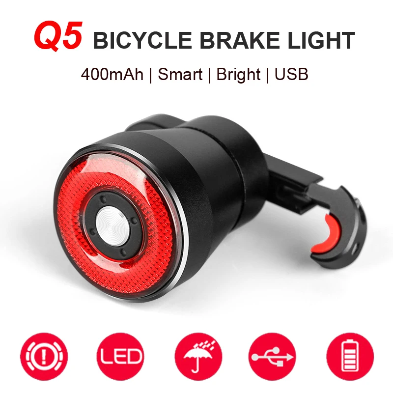 NEWBOLER Q5 Смарт Велосипед Тормоз Задний Фонарь Авто Сенсорный Водонепроницаемый LED
