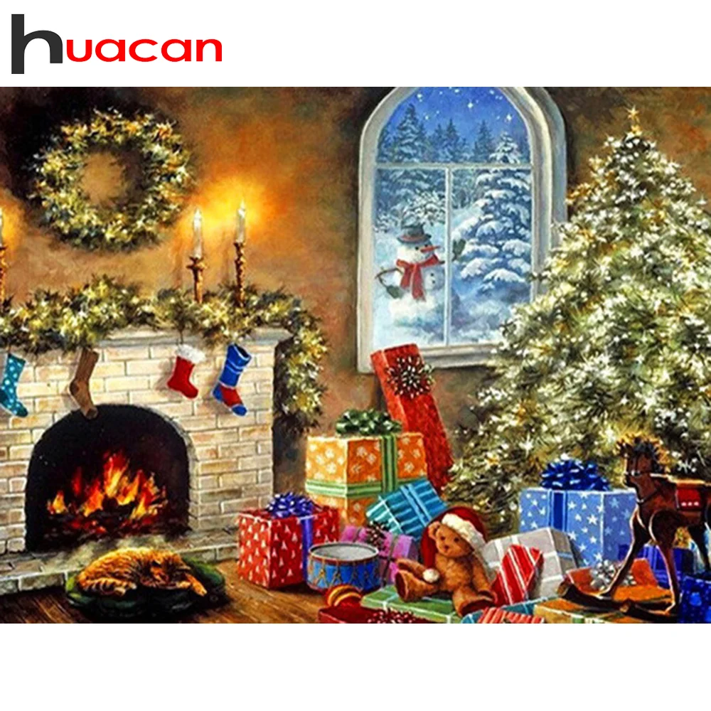

Алмазная 5D картина Huacan, полноразмерная мозаика «сделай сам», вышивка на рождественскую елку, подарок, домашний декор