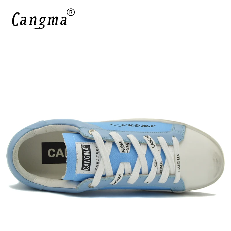

CANGMA Designer Luxury BrandCanvas Sneakers Women Casual Shoes Retro Trainers Blue Vulcanized Lace Up Ladies Denim Shoe