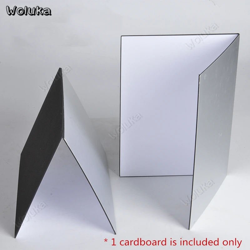 Складной стоячий картонный твердый толстый серебристый черный белый фон