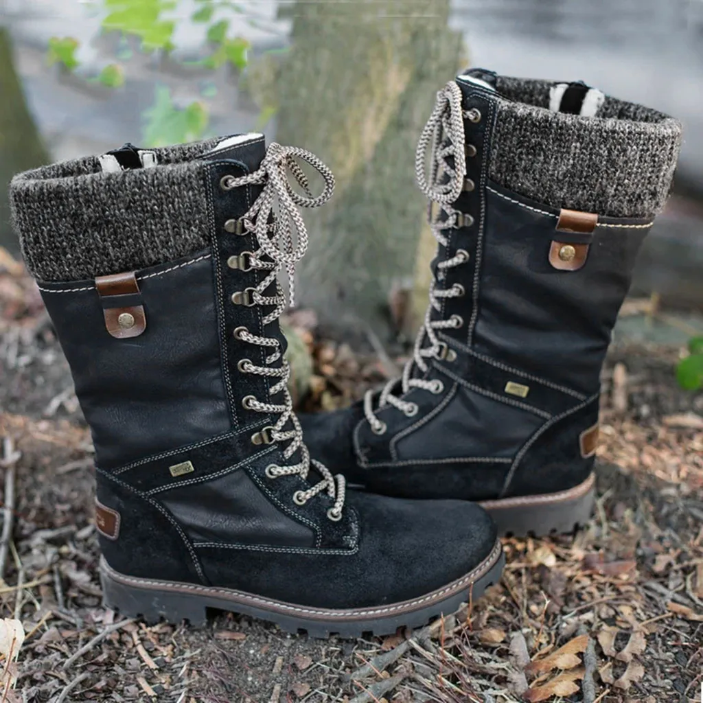 Женские ботинки до середины икры с заклепками в стиле ретро модные повседневные
