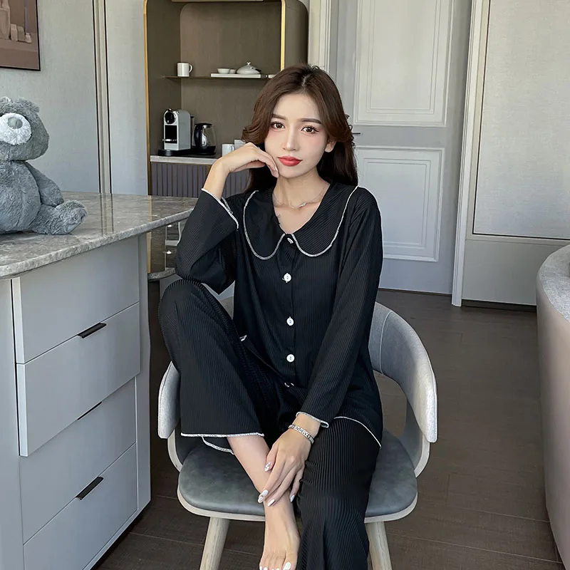 

Pijamas Set for Women 2021 New Spring Autumn Soft Women Pajamas Sets Long Pant Sleepwear Suits Girl Casual Outerwear Clothes
