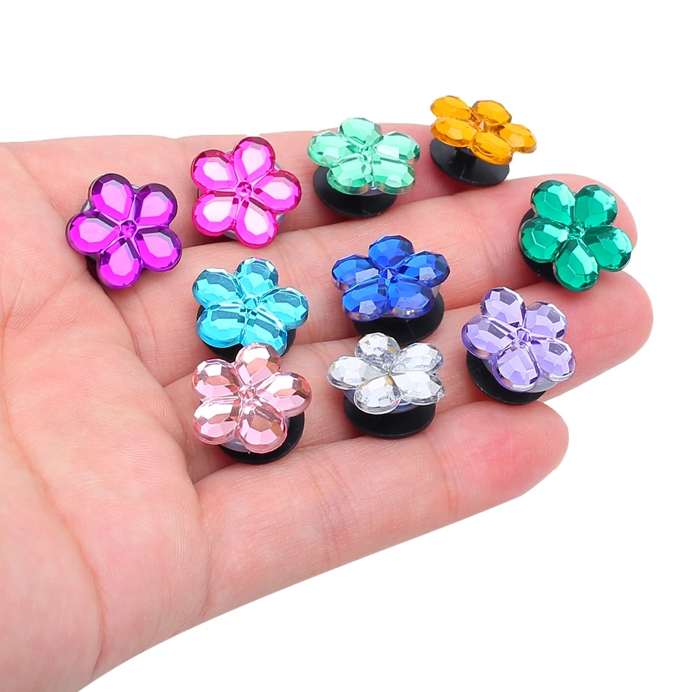 Single Sale 1pc Crystal2 PVC Shoe Charms,Shoe Buckles Accessories Fit Bands Bracelets  ,Kids Party X-mas Gift