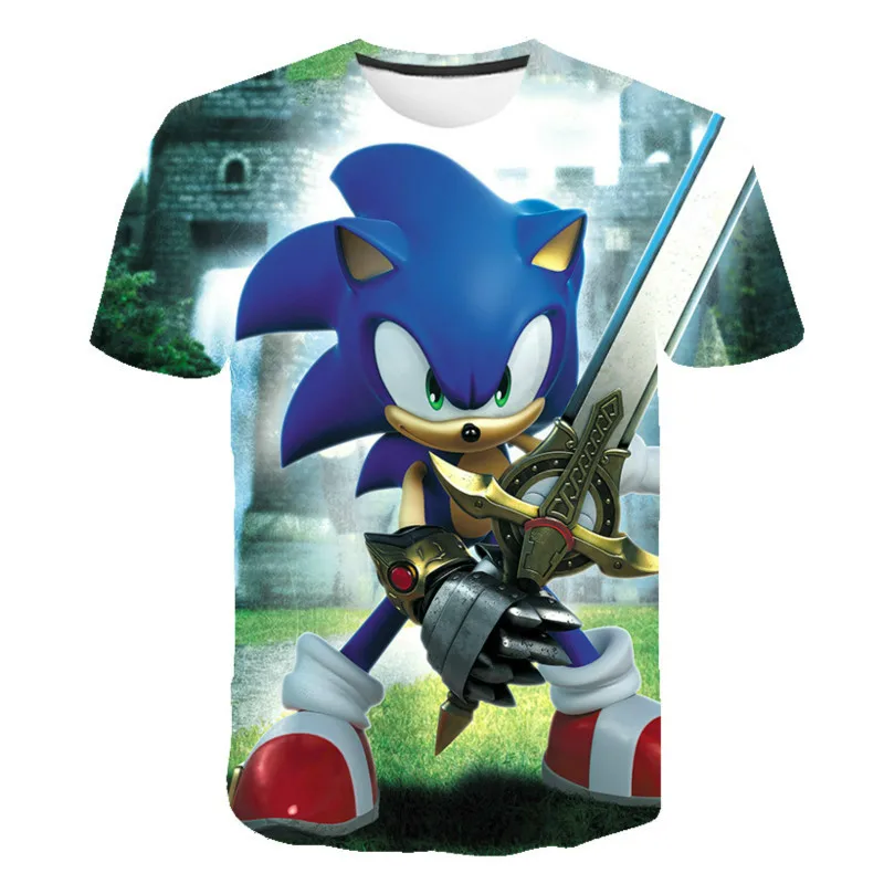 

Boys and girls 3D audio printed T-shirt, hedgehog T-shirt, cartoon T-shirt, custom animation clothing