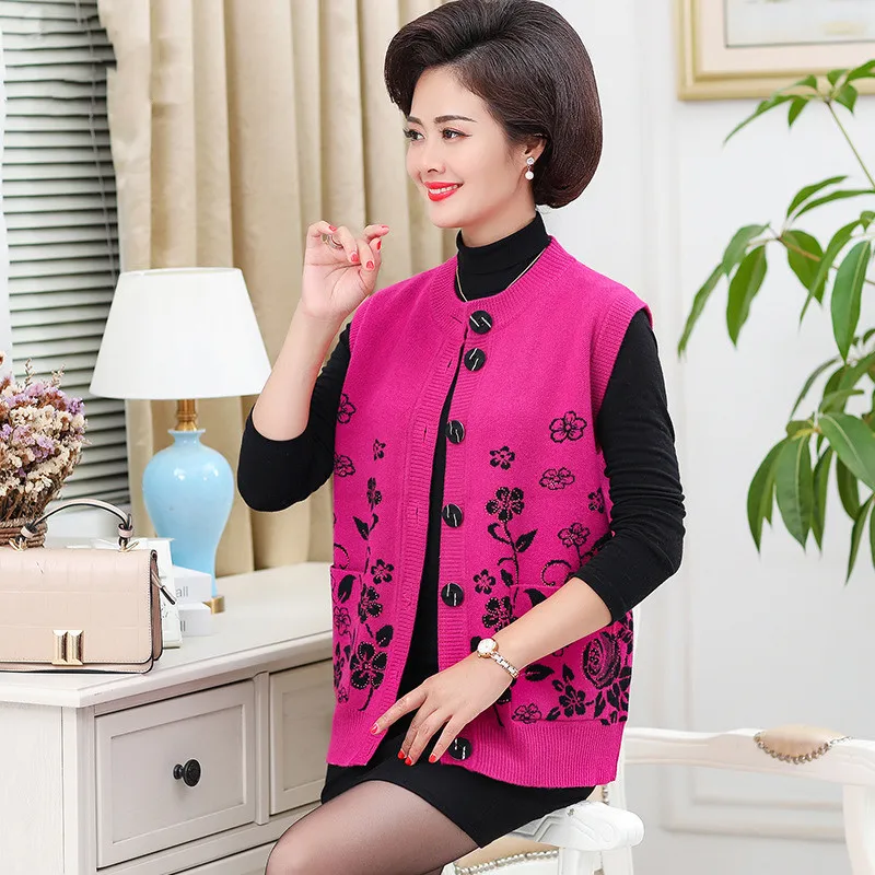Зимняя женская куртка для женщин среднего возраста вязаный кардиган пальто