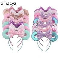 10pcslot 3 3 mouse ears headband 5 glitter sequins bows donuts hairband for women girls headwear diy hair accessories