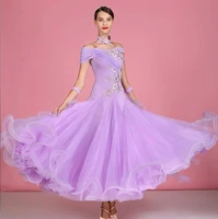purple ballroom dance dress adult 2022 new modern waltz dancing skirt short sleeve standard ballroom dance dresses women
