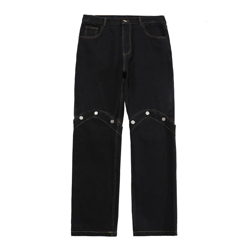 2022 Vibe Style Stylish Straight Men Baggy Detachable Jeans Trousers Dark Streetwear Hip Hop Oversize Denim Pants Pantaloni Uomo