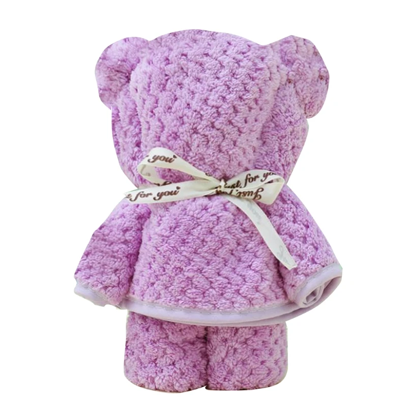 

35x75cm Coral Fleece Bear Towel Absorbent Face Hand Towel Bath Towel Wedding Business Holiday Gifts T21C