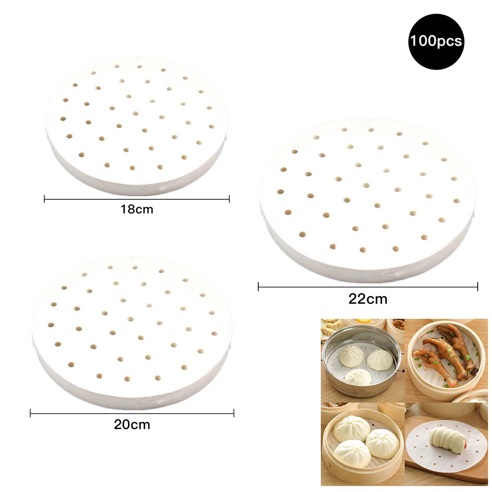 

100 Sheets Of Round Baking Paper Steamed Paper Oven Barbecue Steamed Bun Paper Steamer Drawer Paper Non-Sticky Oil-Proof Shippin