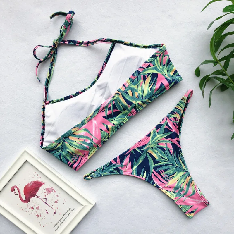 Женский винтажный купальник с цветочным принтом пуш-ап | Спорт и развлечения