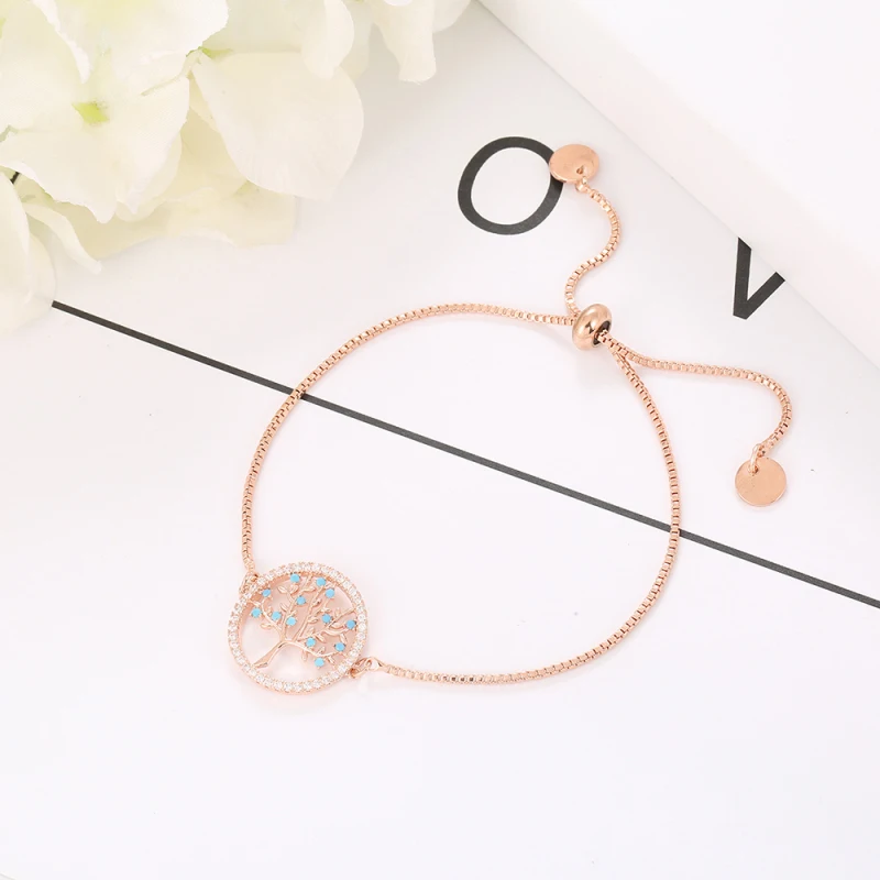Small Round Tree of Life Fashion Jewelry Sets for Women Blue CZ Choker Necklace Adjustable Bracelet Engagement Gift 2019 | Украшения и