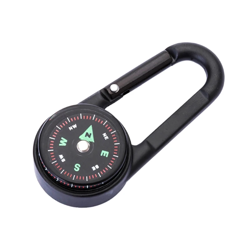 

Camping Climbing Hiking 3-in-1 Compass Carabiner Thermometer Snap Hook Keychain Outdoor Survival Tools