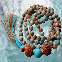 8mm amazonite gemstone 108 beads mala tassel necklace chakra retro yoga spiritua classic meditation lucky