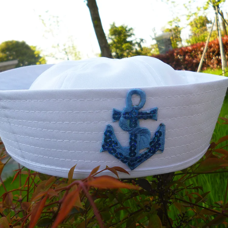 Белые детские моряки корабль лодка капитан шляпа морской флот кепка с якорем
