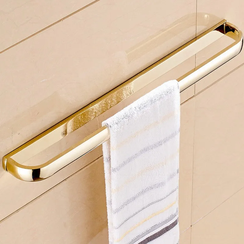 Single Towel Bar Золотая полированная латунная квадратная фурнитура для ванной комнаты, Полка для полотенец, держатель для полотенец, держатель для бумаги, тканевый крючок, аксессуары для ванной комнаты Kxz014 - Цвет: Single Towel Bar