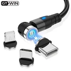 Магнитный кабель GTWIN USB Type-C, Micro USB, для Iphone, Xiaomi, Samsung, 2 м, с поддержкой быстрой зарядки, 3 А