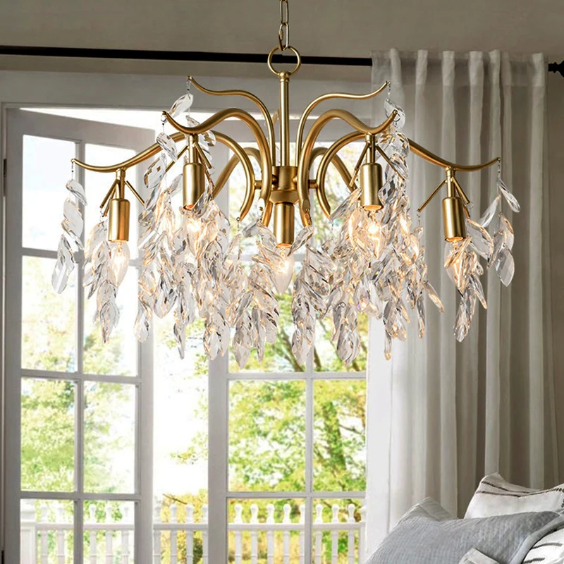 

Crystal chandelier simple living room bedroom study golden kitchen restaurant hotel lobby decoration American luxury chandelier