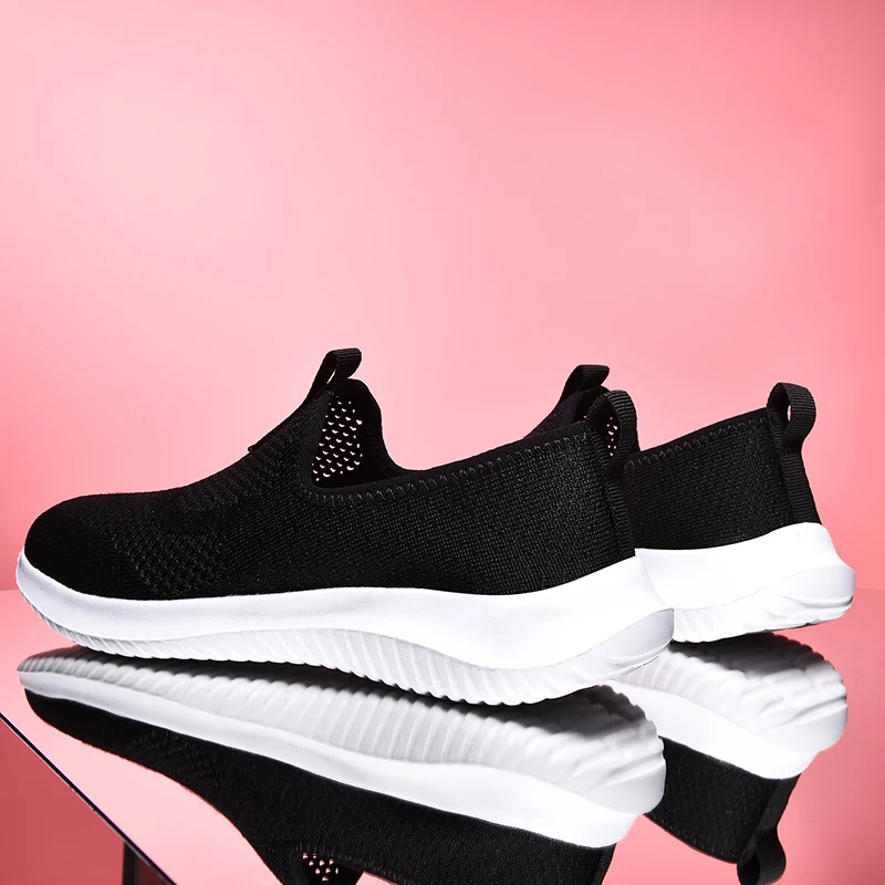 Damyuan 2020 New Fashion Sock Sneakers Flat Shoes Women Shoes Slip on Platform Sneakers Women Casual Black Breathable Mesh Sock