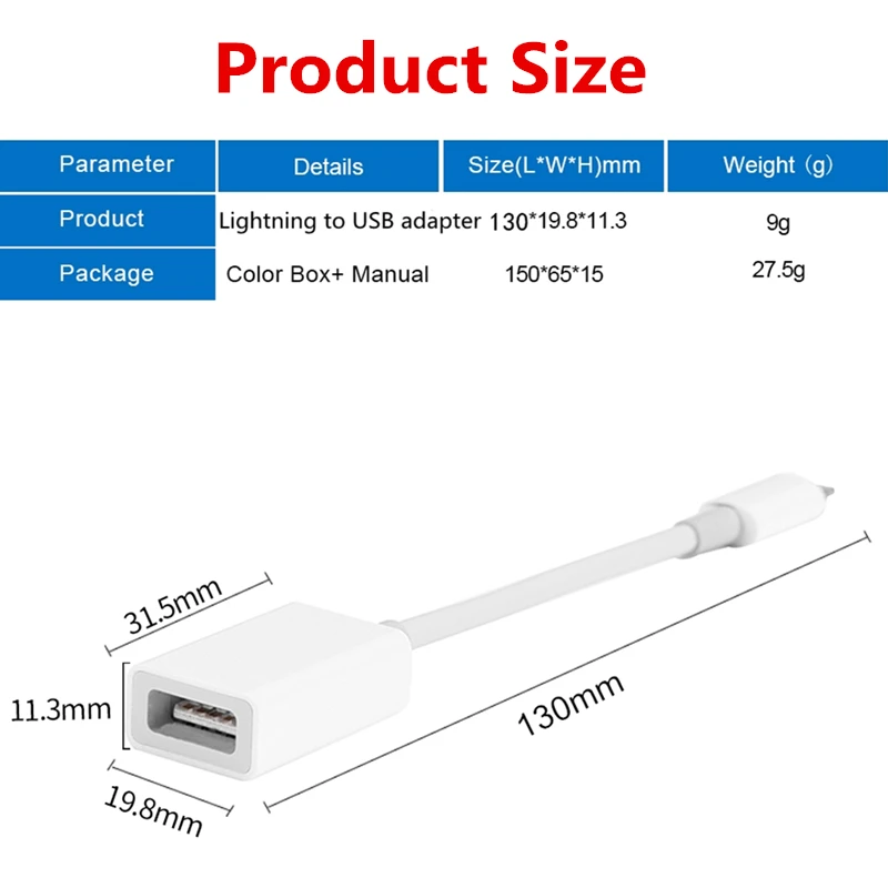 PAIAIP освещение к USB адаптеру камеры OTG кабель для iPhone/iPad, USB мама подключения звуковая карта, U диск, MIDI клавиатура, ЦАП и т. Д