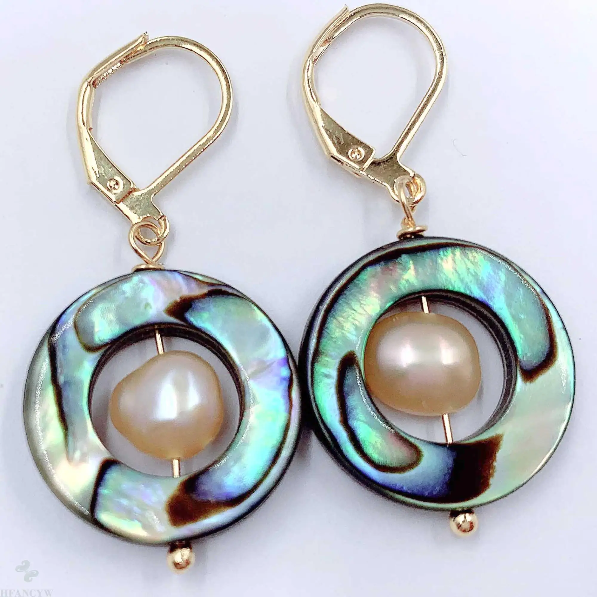 18x18 мм Abalone ракушка розовые серьги с барочным жемчугом 18k подвеской Роскошные
